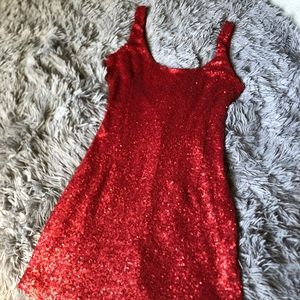TOBI Matte Red Sequin Dress